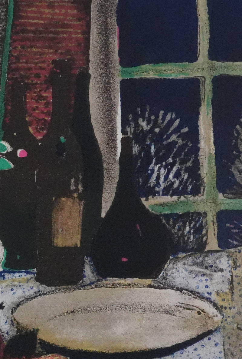 René GENIS : Nature morte nocturne, Lithographie originale signée