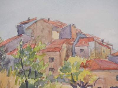 Salomon Alfred BOISECQ : Sur les hauteurs de Artignosc, Aquarelle originale signée