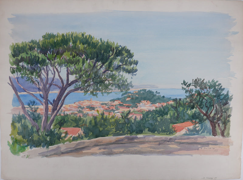 Salomon Alfred BOISECQ : Le Golfe de Saint-Tropez, Aquarelle originale signée