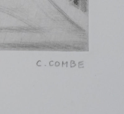 Camille COMBE : Minuit à la fontaine, Gravure originale signée