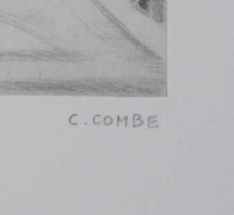 Camille COMBE : Minuit à la fontaine, Gravure originale signée