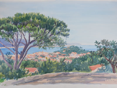 Salomon Alfred BOISECQ : Le Golfe de Saint-Tropez, Aquarelle originale signée
