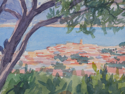 Salomon Alfred BOISECQ : Le Golfe de Saint-Tropez, Aquarelle originale signée