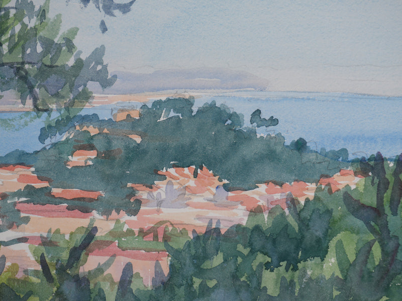 Salomon Alfred BOISECQ : Le Golfe de Saint-Tropez, Aquarelle originale signée