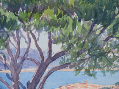 Salomon Alfred BOISECQ : Le Golfe de Saint-Tropez, Aquarelle originale signée
