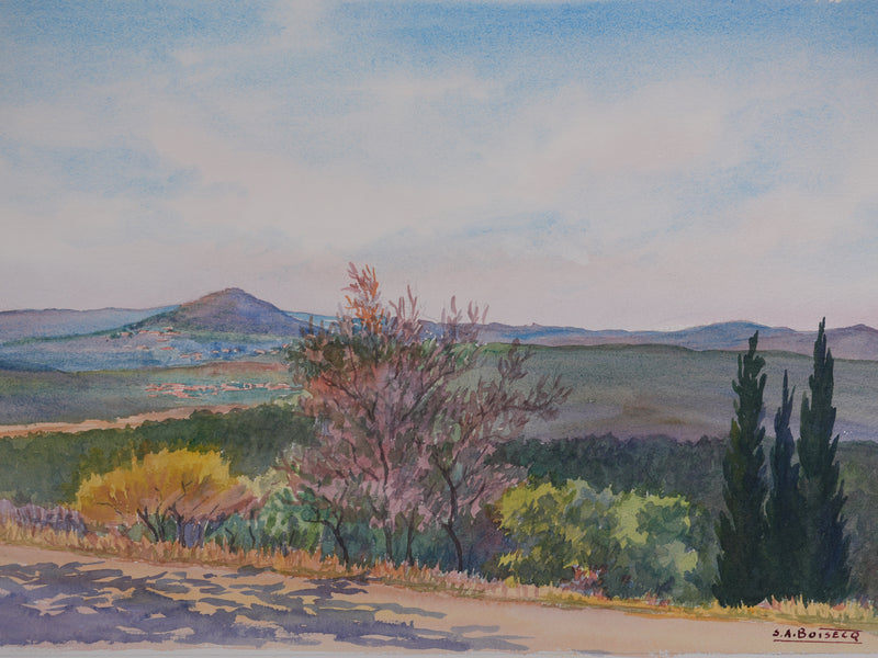Salomon Alfred BOISECQ : Petit chemin en Provence, Aquarelle originale signée