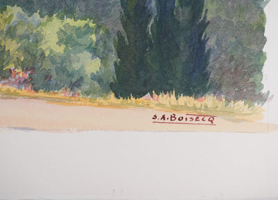 Salomon Alfred BOISECQ : Petit chemin en Provence, Aquarelle originale signée