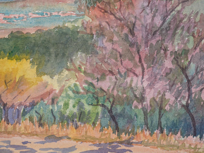Salomon Alfred BOISECQ : Petit chemin en Provence, Aquarelle originale signée