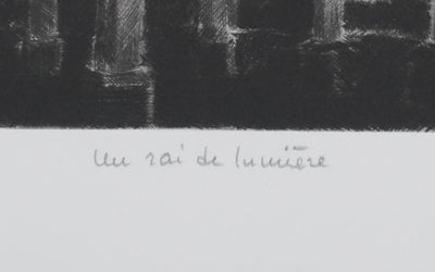 Camille COMBE : Un rai de lumière, Gravure originale signée