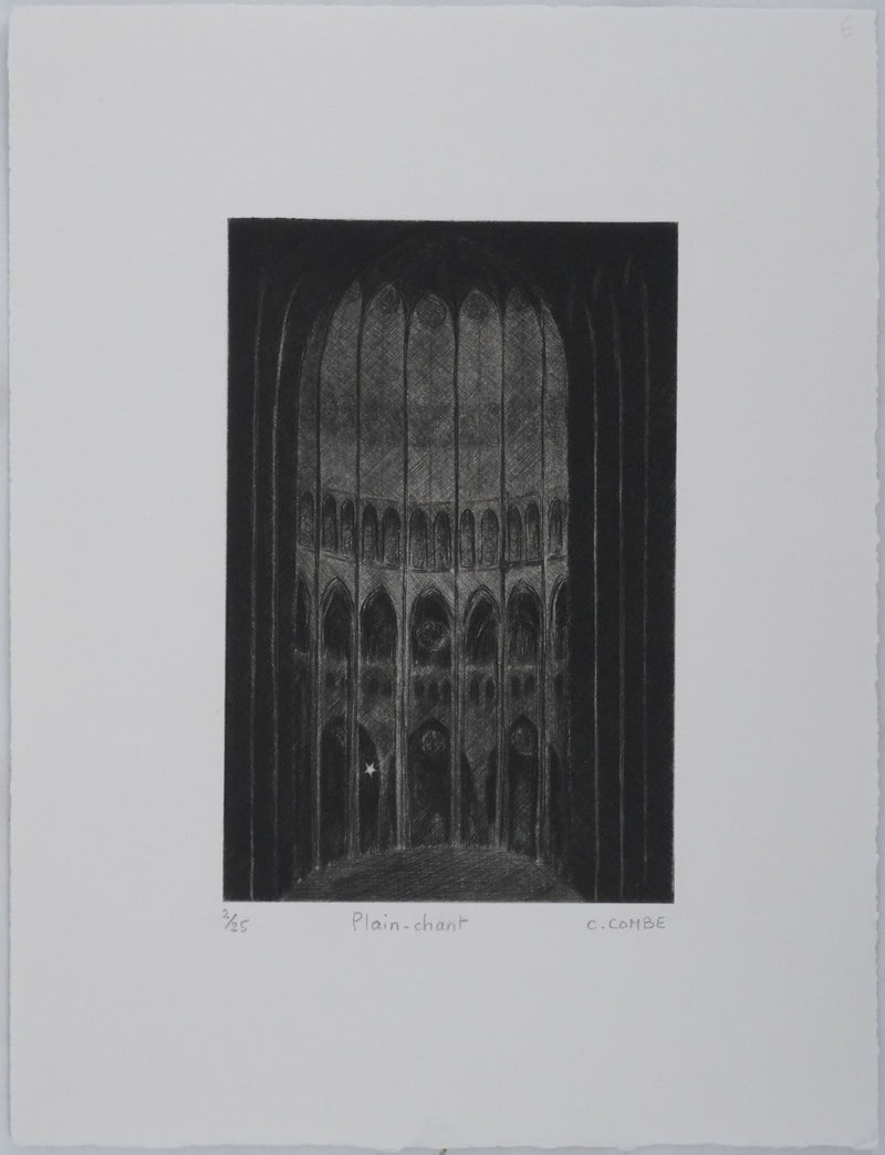 Camille COMBE : Plain chant, Gravure originale signée