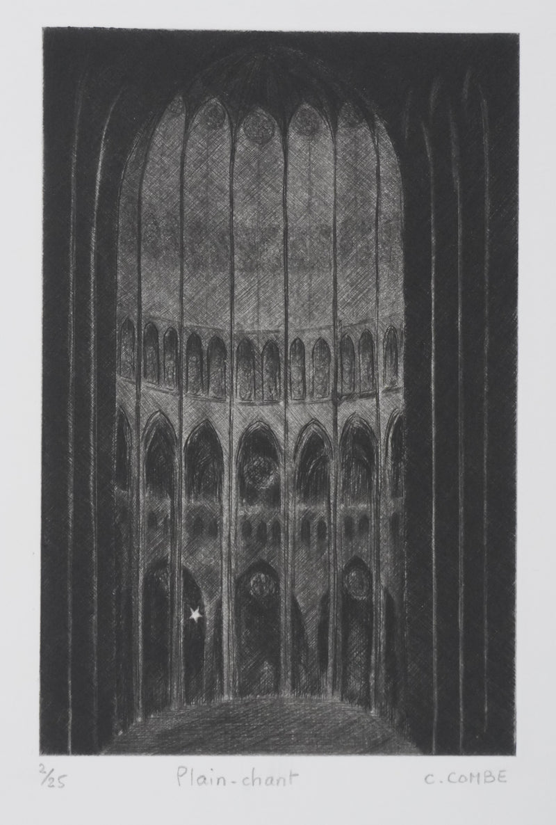 Camille COMBE : Plain chant, Gravure originale signée