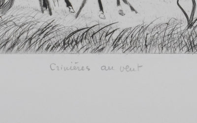 Camille COMBE : Crinières au vent, Gravure originale signée