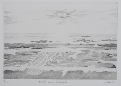 Camille COMBE : Marée basse illuminée, Gravure originale signée