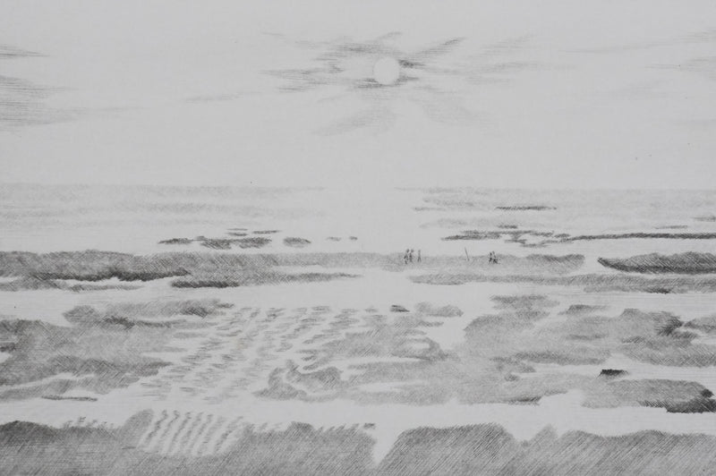 Camille COMBE : Marée basse illuminée, Gravure originale signée