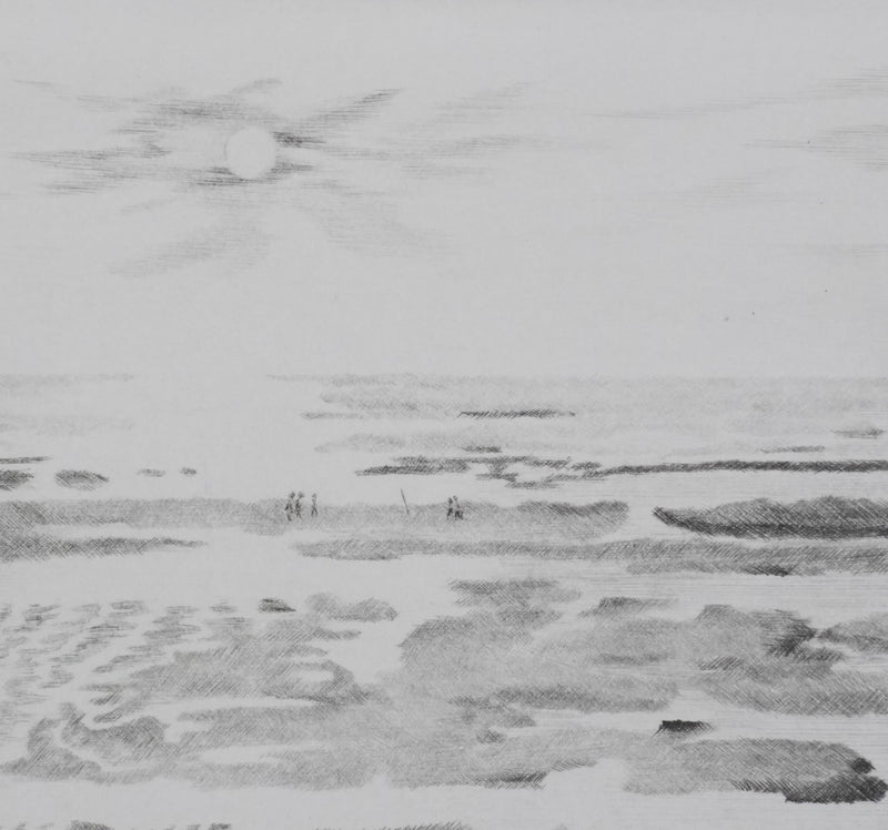 Camille COMBE : Marée basse illuminée, Gravure originale signée
