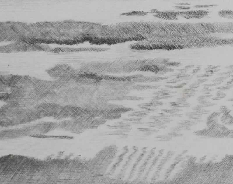 Camille COMBE : Marée basse illuminée, Gravure originale signée