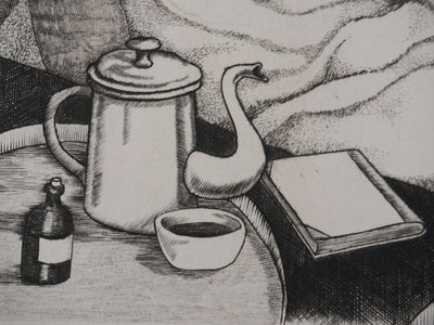Enrique MARIN MUNOZ : L'heure du thé, Gravure originale signée