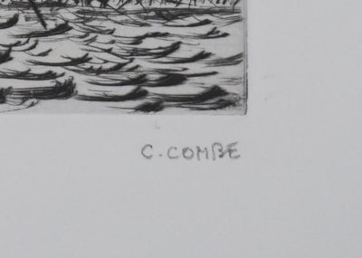Camille COMBE : Les moulins dans le vent, Gravure originale signée