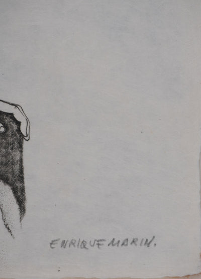 Enrique MARIN MUNOZ : L'heure du thé, Gravure originale signée