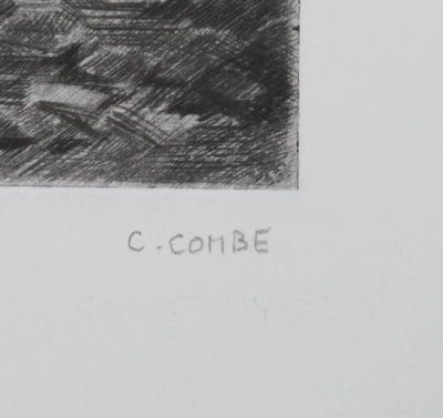 Camille COMBE : La veillée des lions, Gravure originale signée