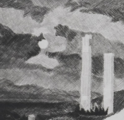 Camille COMBE : La veillée des lions, Gravure originale signée
