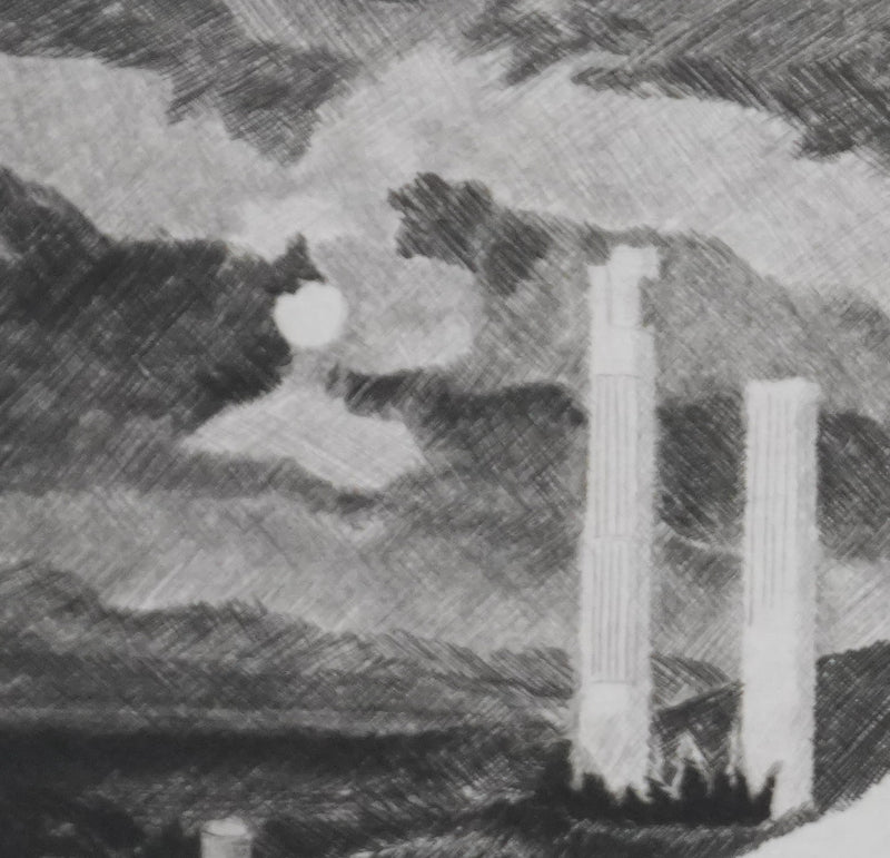 Camille COMBE : La veillée des lions, Gravure originale signée