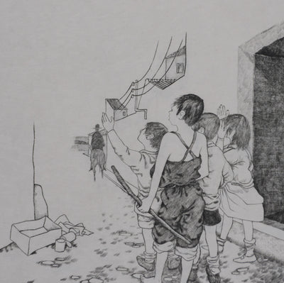 Enrique MARIN MUNOZ : Le départ (japon), Gravure originale signée