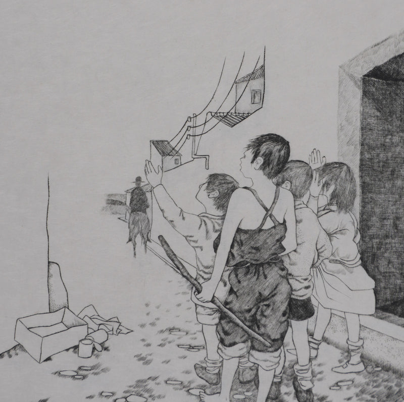 Enrique MARIN MUNOZ : Le départ (japon), Gravure originale signée