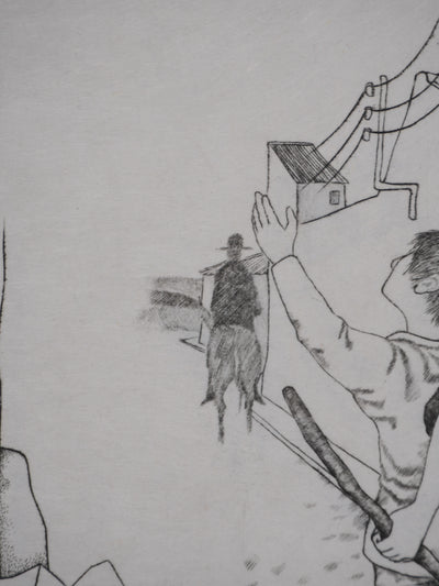 Enrique MARIN MUNOZ : Le départ (japon), Gravure originale signée