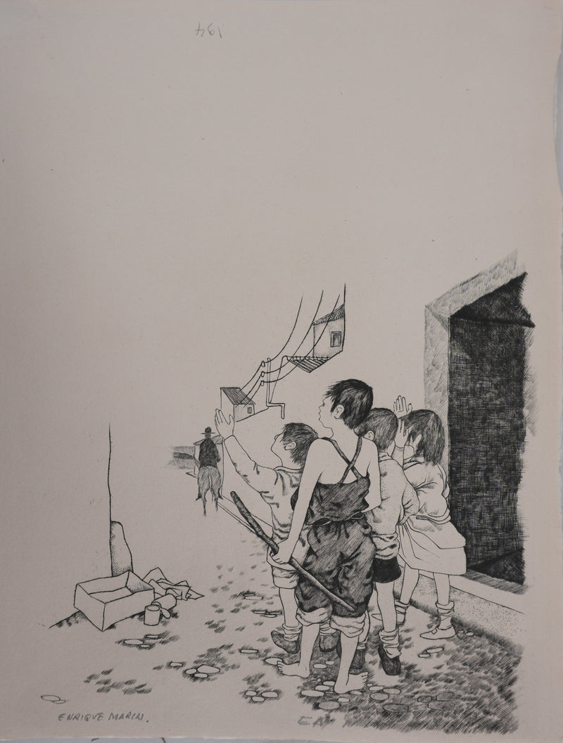 Enrique MARIN MUNOZ : Le départ, Gravure originale signée