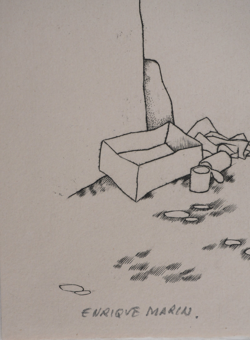 Enrique MARIN MUNOZ : Le départ, Gravure originale signée
