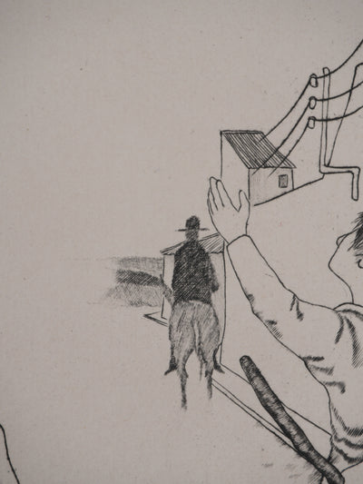 Enrique MARIN MUNOZ : Le départ, Gravure originale signée