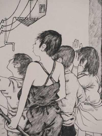 Enrique MARIN MUNOZ : Le départ, Gravure originale signée