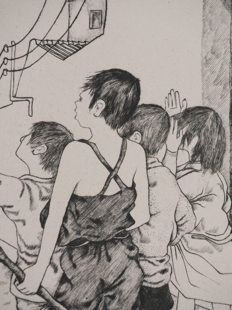Enrique MARIN MUNOZ : Le départ, Gravure originale signée