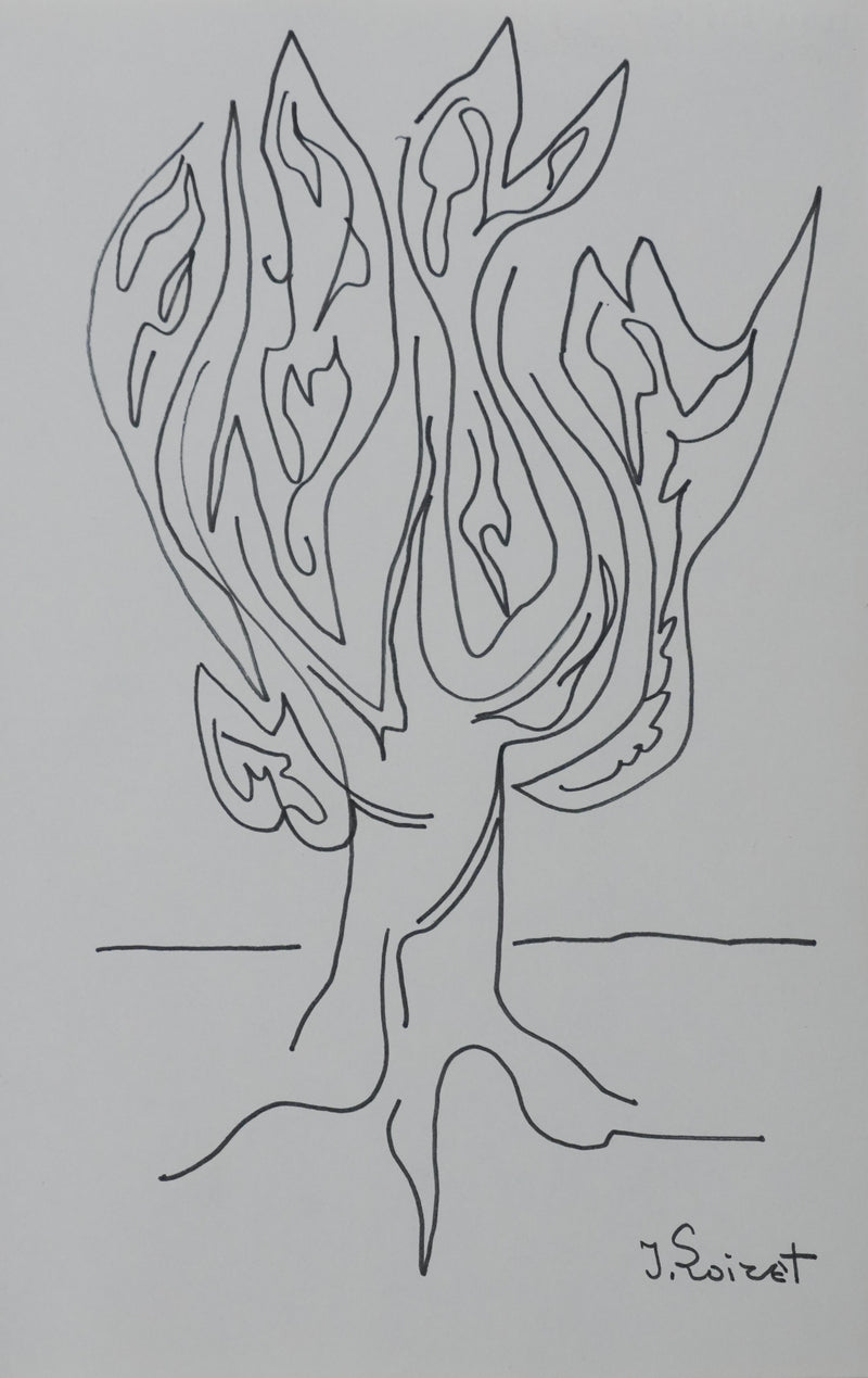Jean LOIRET : Arbre enflammé, Dessin original signé
