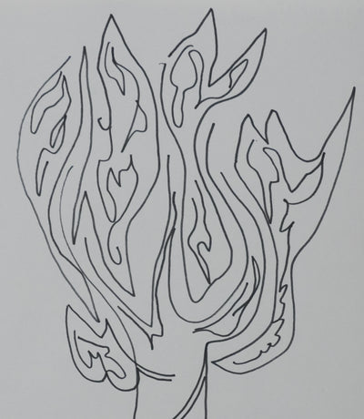 Jean LOIRET : Arbre enflammé, Dessin original signé