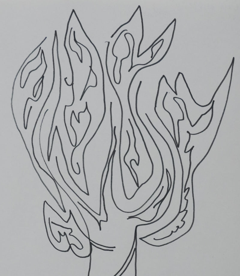 Jean LOIRET : Arbre enflammé, Dessin original signé