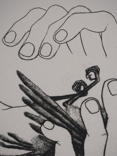 Enrique MARIN MUNOZ : L'oiseau, Gravure originale signée