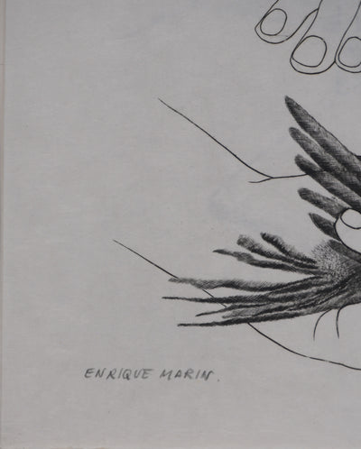 Enrique MARIN MUNOZ : L'oiseau (japon), Gravure originale signée