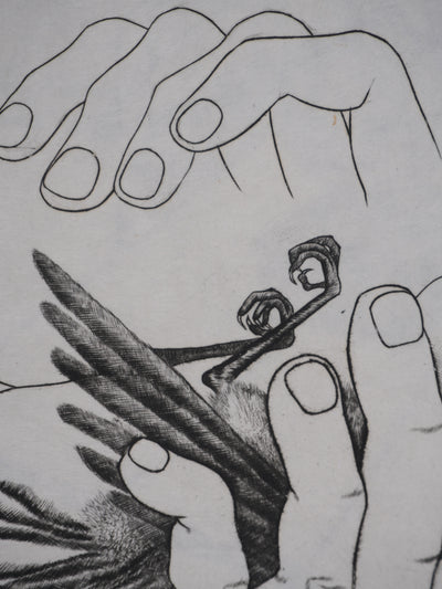 Enrique MARIN MUNOZ : L'oiseau (japon), Gravure originale signée