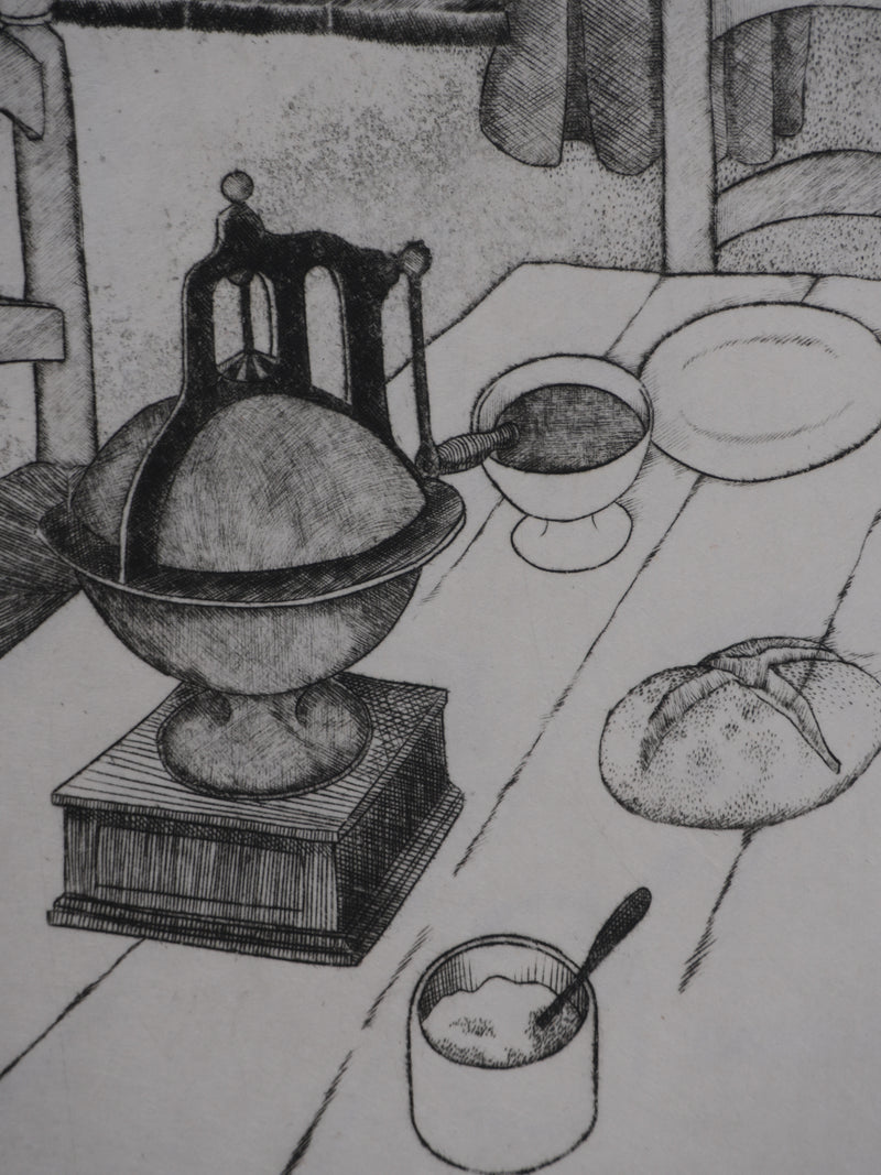 Enrique MARIN MUNOZ : Le souper (japon), Gravure originale signée