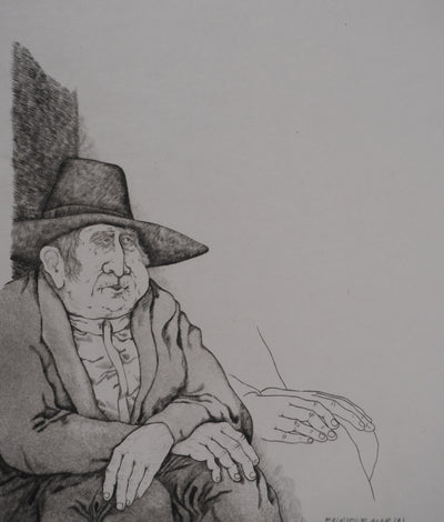 Enrique MARIN MUNOZ : L'attente, Gravure originale signée
