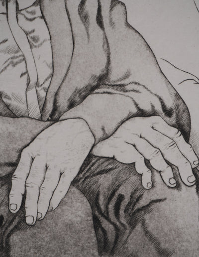 Enrique MARIN MUNOZ : L'attente, Gravure originale signée