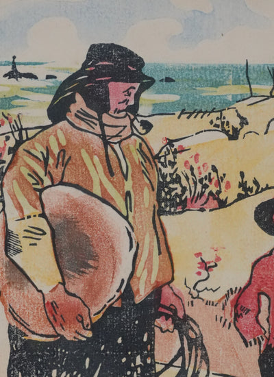 Charles POURRIOL : Le péril scolaire, Gravure sur bois originale