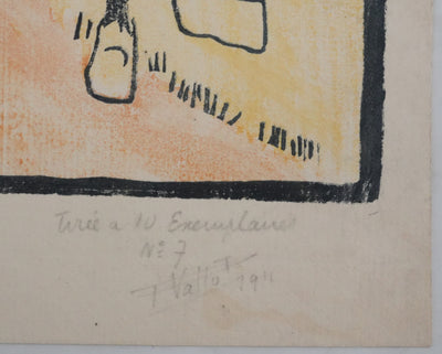 Charles POURRIOL : Le péril scolaire, Gravure sur bois originale