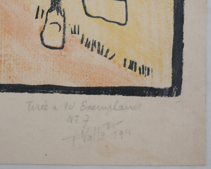 Charles POURRIOL : Le péril scolaire, Gravure sur bois originale