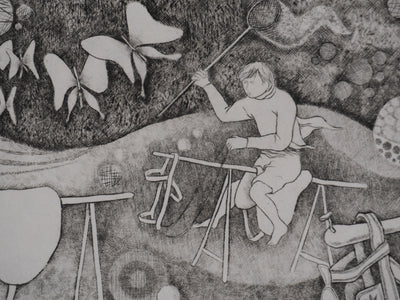 Enrique MARIN MUNOZ : Songe d'enfance, Gravure originale signée