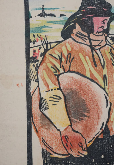 Charles POURRIOL : Le péril scolaire, Gravure sur bois originale