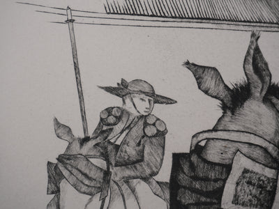 Enrique MARIN MUNOZ : Deux Picadors, Gravure originale signée
