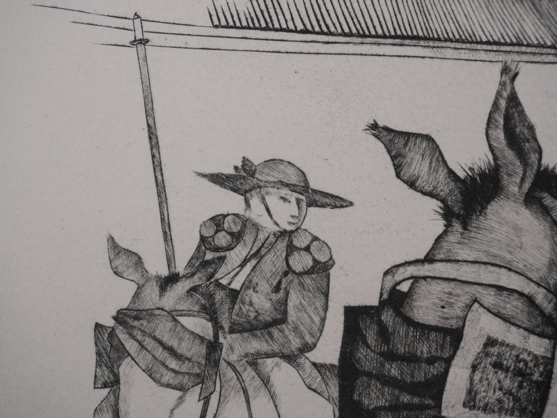 Enrique MARIN MUNOZ : Deux Picadors, Gravure originale signée
